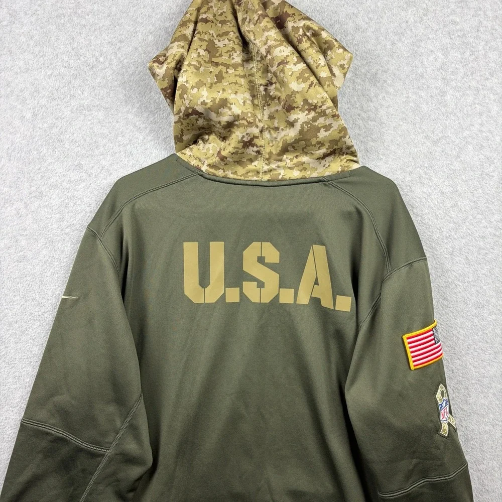 Tampa Bay Buccaneers Hoodie Mens XL Green Nike Salute To Service Dri Fit Patches